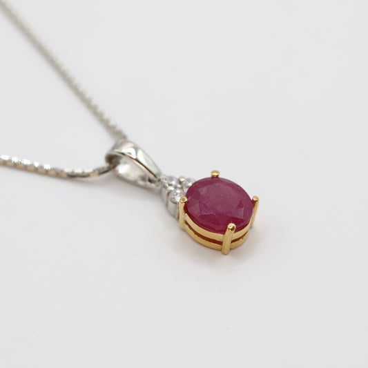 handmade ruby pendant with 9k gold and silver 925