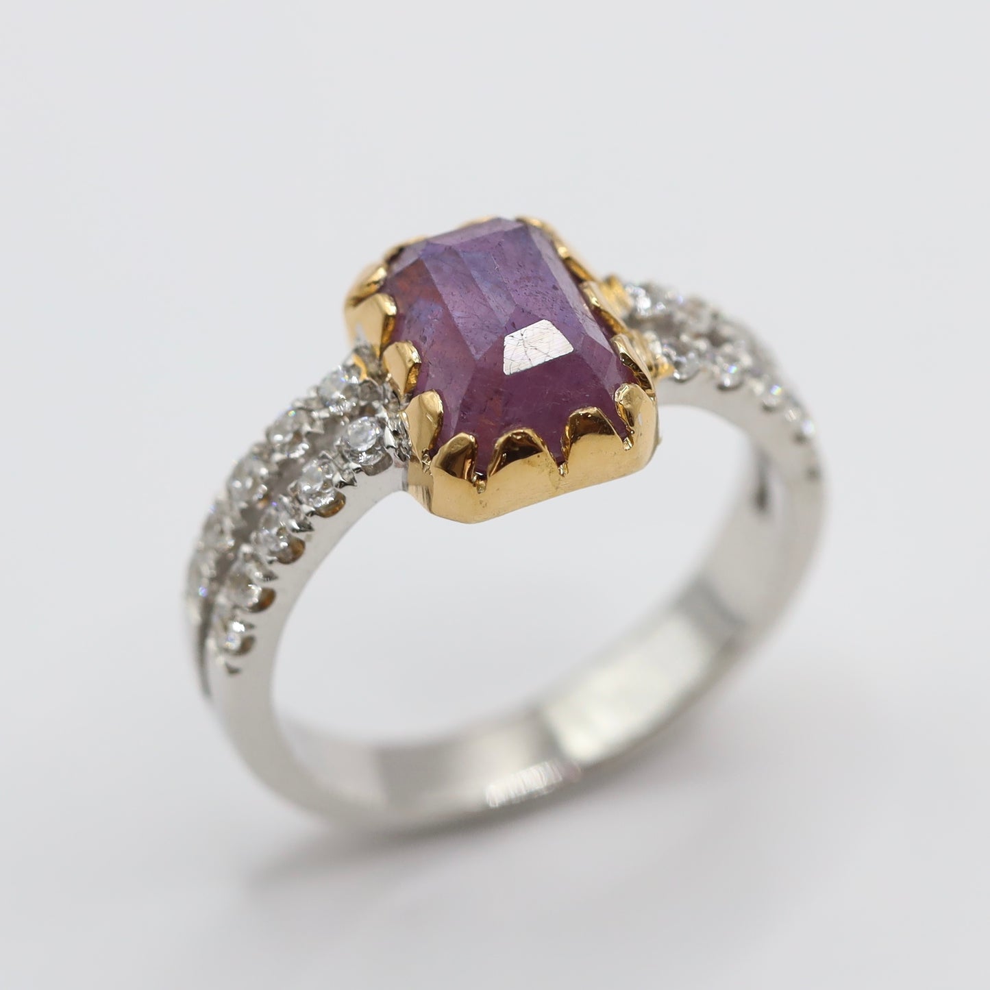 9K gold and 925 silver ruby ring