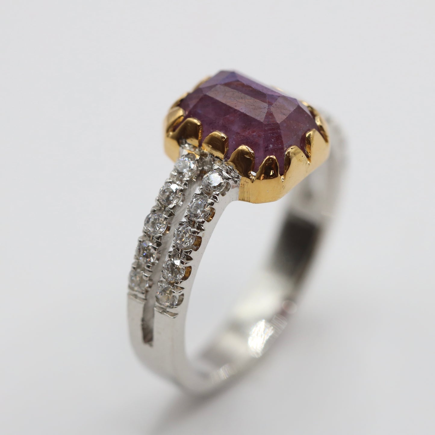 9K gold and 925 silver ruby ring